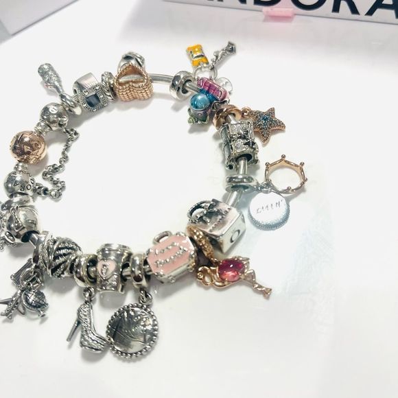 NWT Authentic PANDORA “Boss Babe” Themed Multi Charm Bracelet Rose Gold/Silver - Picture 5 of 15